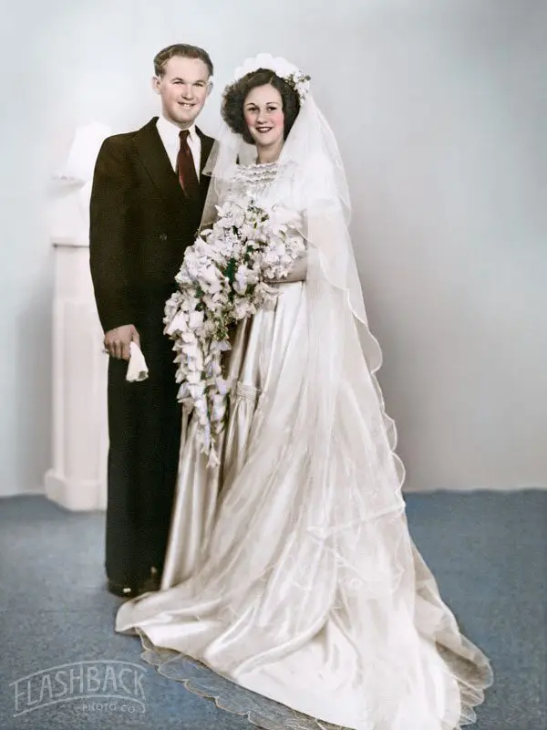 After — restored wedding photo