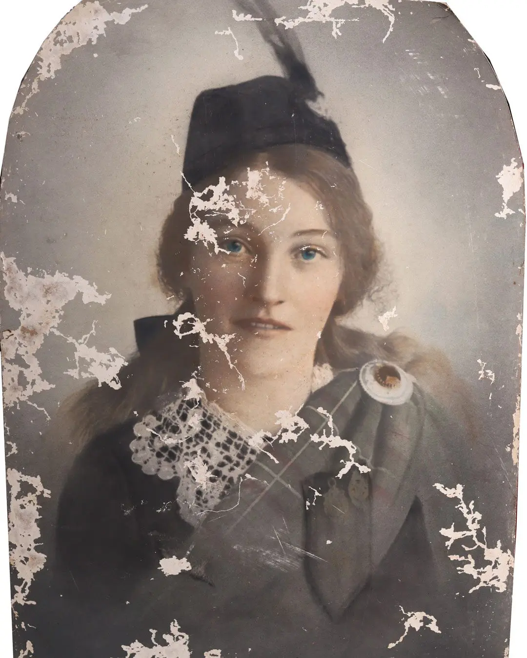 Before — Scottish grandmother, original damaged photograph