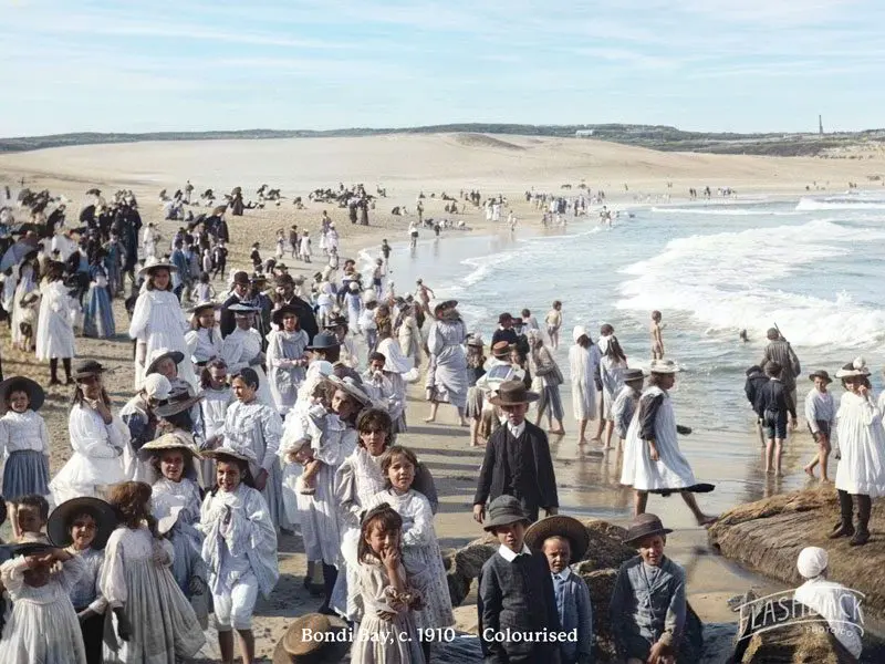 After — Bondi Beach 1910, colourised