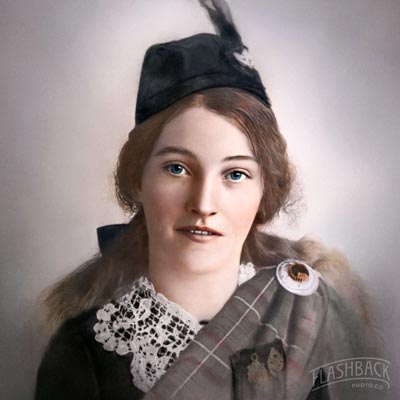old portrait of Scottish lass after restoration